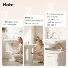 kleankin Under Sink Bathroom Cabinet, Freestanding Under Sink Cabinet with 2 Doors and Adjustable Shelf for Basin without or with Pedestal, White - 5