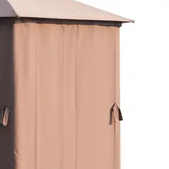 Outsunny 3 x 3(m) Hexagon Gazebo Patio Canopy Party Tent Outdoor Garden Shelter w/ 2 Tier Roof & Side Panel - Brown - 9