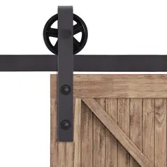 HOMCOM 6ft Modern Single Sliding Barn Door Track Kit Set Closet Hardware for Single Wooden Door - 5