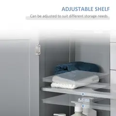 kleankin Under Sink Bathroom Cabinet, Freestanding Under Sink Cabinet with 2 Doors and Adjustable Shelf for Basin without or with Pedestal, Grey - 6