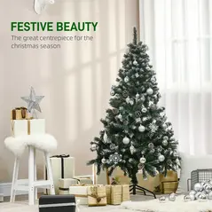 HOMCOM 5FT Artificial Christmas Tree with Pine Cones, Holiday Home Xmas Decoration Automatic Open, Green - 4