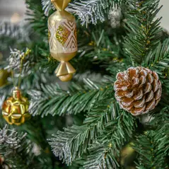 HOMCOM 5FT Artificial Christmas Tree with Pine Cones, Holiday Home Xmas Decoration Automatic Open, Green - 8