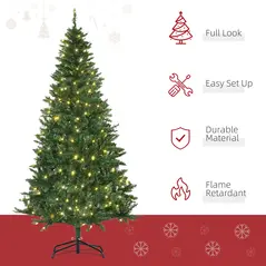 HOMCOM 6FT Christmas Tree Warm White LED Light Holiday Home Decoration, Green - 4
