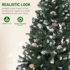 HOMCOM 5FT Artificial Christmas Tree with Pine Cones, Holiday Home Xmas Decoration Automatic Open, Green - 5