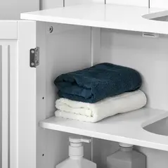 kleankin Modern Under Sink Cabinet with 2 Doors, Bathroom Vanity Unit, Pedestal Under Sink Design, Storage Cupboard with Adjustable Shelves, White - 7