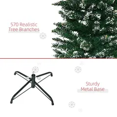 HOMCOM 6FT Artificial Snow Dipped Christmas Tree Xmas Pencil Tree Holiday Home Indoor Decoration with Foldable Black Stand, Green - 7