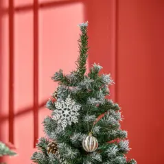 HOMCOM 5FT Artificial Christmas Tree with Pine Cones, Holiday Home Xmas Decoration Automatic Open, Green - 9