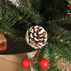 HOMCOM 4FT Artificial Snow Dipped Christmas Tree Xmas Pencil Tree Holiday Home Party Decoration with Foldable Feet Red Berries White Pinecones, Green - 8