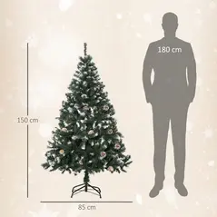 HOMCOM 5FT Artificial Christmas Tree with Pine Cones, Holiday Home Xmas Decoration Automatic Open, Green - 3