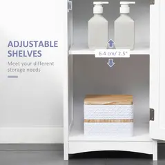 kleankin Tall Bathroom Storage Cabinet with 3 Tier Shelf, Cupboard, Drawer, Door, Freestanding Linen Tower, Slim Side Organizer, White - 5