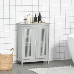 kleankin Modern Bathroom Floor Cabinet - Grey - 2