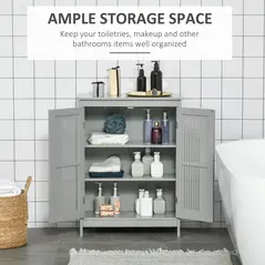 kleankin Modern Bathroom Floor Cabinet - Grey - 4