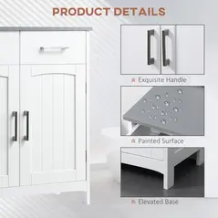 kleankin Freestanding Bathroom Cabinet, Storage Cupboard with 2 Drawers, Double Doors, Adjustable Shelf, White - 7