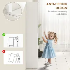 kleankin Tall Bathroom Cabinet with Mirror and Adjustable Shelf - White - 6