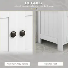 kleankin Pedestal Under Sink Cabinet with Double Doors, Modern Bathroom Vanity Storage Unit with Shelves, White - 6