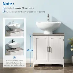kleankin Pedestal Under Sink Cabinet with Double Doors, Modern Bathroom Vanity Unit, Storage Cupboard with Adjustable Shelves, White - 5