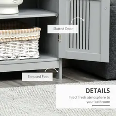 kleankin Modern Bathroom Floor Cabinet - Grey - 6