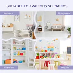 HOMCOM Kids Bookcase Shelf Storage Cabinet Unit, Living Room Sideboard w/ Six Compartments for Toys, Books - Grey - 6