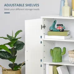 kleankin Modern Bathroom Floor Cabinet, Free Standing Linen Cabinet, Storage Cupboard with 3 Tier Shelves, White - 5