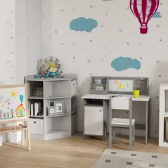HOMCOM Kids Bookcase, 3 Tier Toy Organiser Storage Unit BookShelf with 3 Non-woven Fabric Drawers, Anti-tip Device, for Bedroom, Children's Room, Playroom, Grey - 9