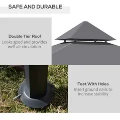 Outsunny 2.5M (8ft) New Double-Tier BBQ Gazebo Grill Canopy Barbecue Tent Shelter Patio Deck Cover - Grey - 4