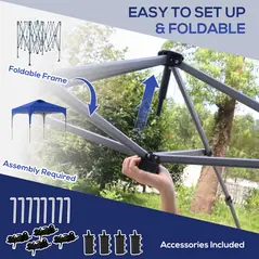 Outsunny 3 x 3(M) Pop Up Gazebo, UPF 50+ Foldable Canopy Tent with Wheeled Carrybag, 4 Leg Weight Bags, Height Adjustable Marquee Shelter 1 person easy setup for Outdoor Garden Patio Party, Blue - 5