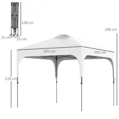 Outsunny 3 x 3(M) Pop Up Gazebo, UPF 50+ Foldable Canopy Tent with Wheeled Carrybag, 4 Leg Weight Bags, Height Adjustable Marquee Shelter 1 person easy setup for Outdoor Garden Patio Party, White - 3