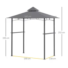 Outsunny 2.5M (8ft) New Double-Tier BBQ Gazebo Grill Canopy Barbecue Tent Shelter Patio Deck Cover - Grey - 3