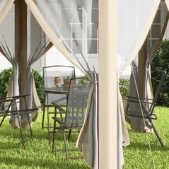 Outsunny Hexagon Pop Up Gazebo Outdoor Patio Gazebo Double Roof Instant Shelter with Netting, 3 x 4m, Khaki - 9