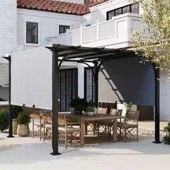 Outsunny 3 x 3(m) Outdoor Pergola, Garden Pergola Gazebo with Adjustable Canopy, Grey - 2