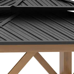 Outsunny 3.5 x 3.5m Outdoor Hardtop Gazebo Canopy with Two-tier Metal Roof and Solid Wood Frame Outdoor Patio Shelter for Patio, Garden, Black - 8