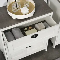 kleankin Bathroom Floor Cabinet, Freestanding Storage Cupboard with Drawer, Double Door Cabinet and Adjustable Shelf, White - 9