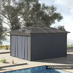 Outsunny Replacement Gazebo Curtains 4-Panel Sidewalls with Zipper for 3 x 3 (M) Yard Gazebos Canopy Tent, Dark Grey - 2