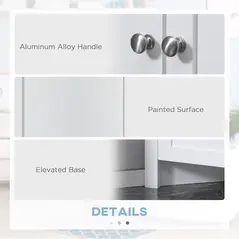 kleankin Triangle Bathroom Cabinet, Corner Bathroom Storage Unit with Cupboard and 3-Tier Shelves, Free Standing, White - 8
