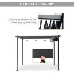 Outsunny 3 x 3 m Aluminum Gazebo, with Retractable Roof - Grey - 4