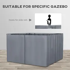 Outsunny Replacement Gazebo Curtains 4-Panel Sidewalls with Zipper for 3 x 3 (M) Yard Gazebos Canopy Tent, Dark Grey - 4