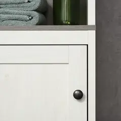 kleankin Tall Bathroom Storage Cabinet, Freestanding Tower Cabinet with 3 Open Shelves and Adjustable Shelf, Antique White - 7