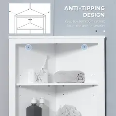 kleankin Triangle Bathroom Cabinet, Corner Bathroom Storage Unit with Cupboard and 3-Tier Shelves, Free Standing, White - 7