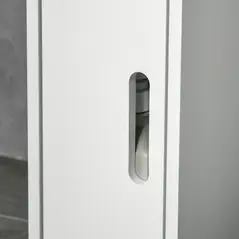kleankin Modern Bathroom Storage Cabinet, Freestanding Tall Bathroom Cabinet with Open Shelves and 3 Cupboards with Door, for Bedroom Hallway, White - 9