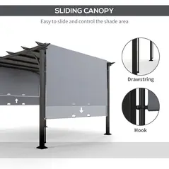 Outsunny 3 x 3(m) Outdoor Pergola, Garden Pergola Gazebo with Adjustable Canopy, Grey - 5