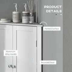 kleankin Triangle Bathroom Cabinet, Corner Bathroom Storage Unit with Adjustable Shelf and Recessed Door, Free Standing, White - 7
