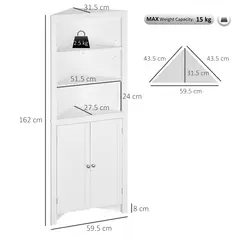 kleankin Triangle Bathroom Cabinet, Corner Bathroom Storage Unit with Cupboard and 3-Tier Shelves, Free Standing, White - 3