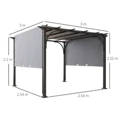 Outsunny 3 x 3(m) Outdoor Pergola, Garden Pergola Gazebo with Adjustable Canopy, Grey - 3