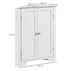kleankin Triangle Bathroom Cabinet, Corner Bathroom Storage Unit with Adjustable Shelf and Recessed Door, Free Standing, White - 3