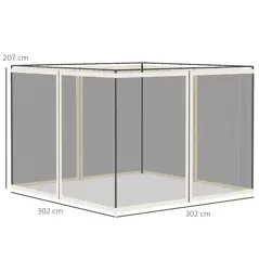 Outsunny 302 x 207cm Universal Replacement Mesh Sidewall Netting for Gazebos and Canopy Tents, (Sidewall Only) White - 3