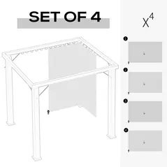 Outsunny 4 Pack Replacement Gazebo Curtains Privacy Panel for Most 3 x 4m Gazebo Canopy Pavillion Outdoor Shelter Sidewalls Accessories Light Grey - 4