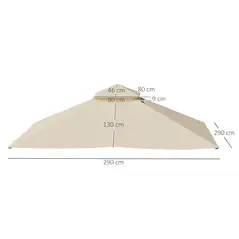Outsunny 3x3(m) Replacement Gazebo Canopy, Double Tier Roof Top for Garden, Patio, Outdoor, Beige (TOP ONLY) - 3