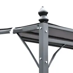 Outsunny 4 x 3 Meters Canopy Metal Wall Gazebo Awning Garden Marquee Shelter Door Porch - Grey - 8