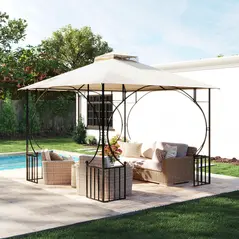 Outsunny 3x3(m) Replacement Gazebo Canopy, Double Tier Roof Top for Garden, Patio, Outdoor, Beige (TOP ONLY) - 9