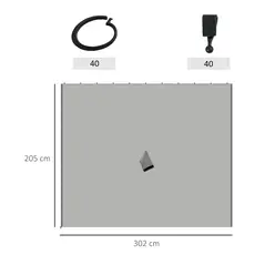 Outsunny Set of Four 3 x 3m Gazebo Replacement Walls - Light Grey - 3